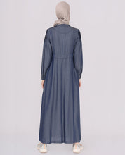 Iceburg Blue Pure Tencel Denim Pintuck Jilbab