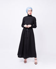 Black Satin Drawstring Long Top