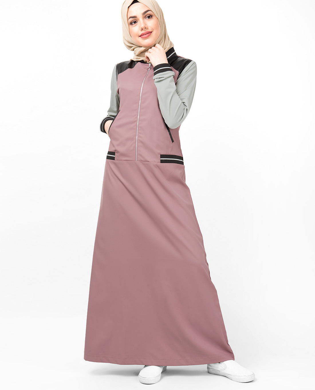 Nostalgia Rose Tipping Rib Abaya