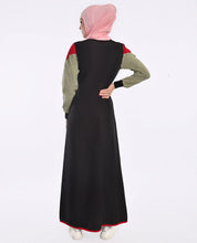 Red Highlights Black Color Block Jilbab