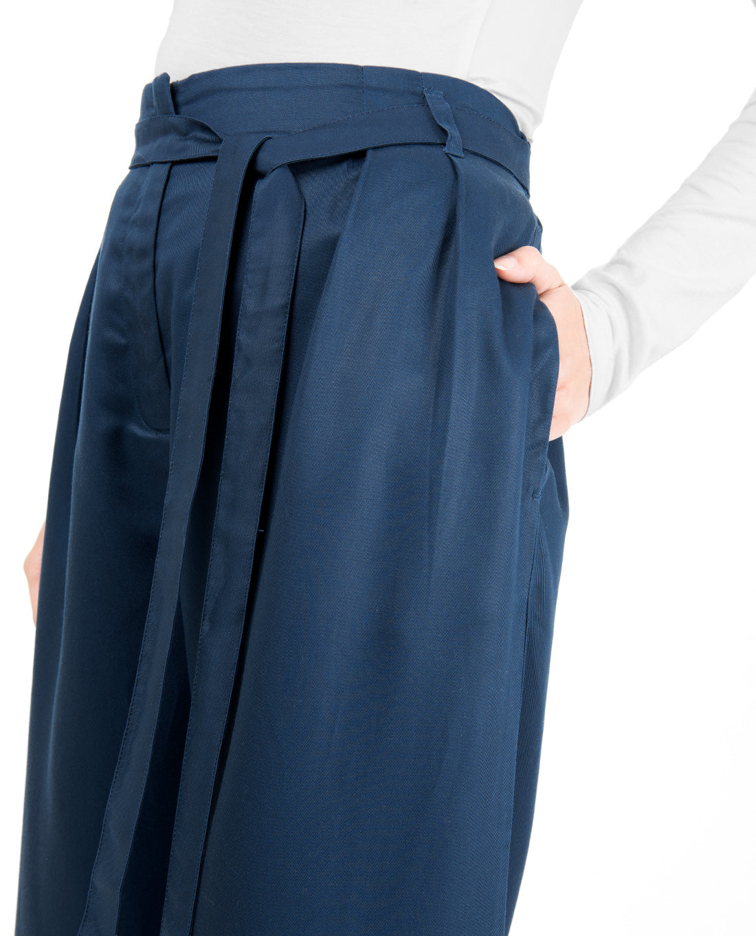 Blue Inverted Double Pleat Trouser