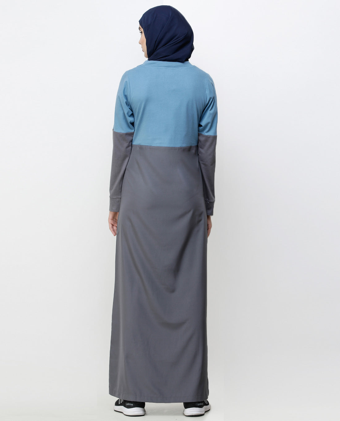 Asphalt Grey & Blue Drawstring Jilbab