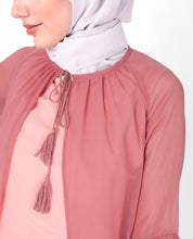 Pink Gathered Neck Sheer Outerwear