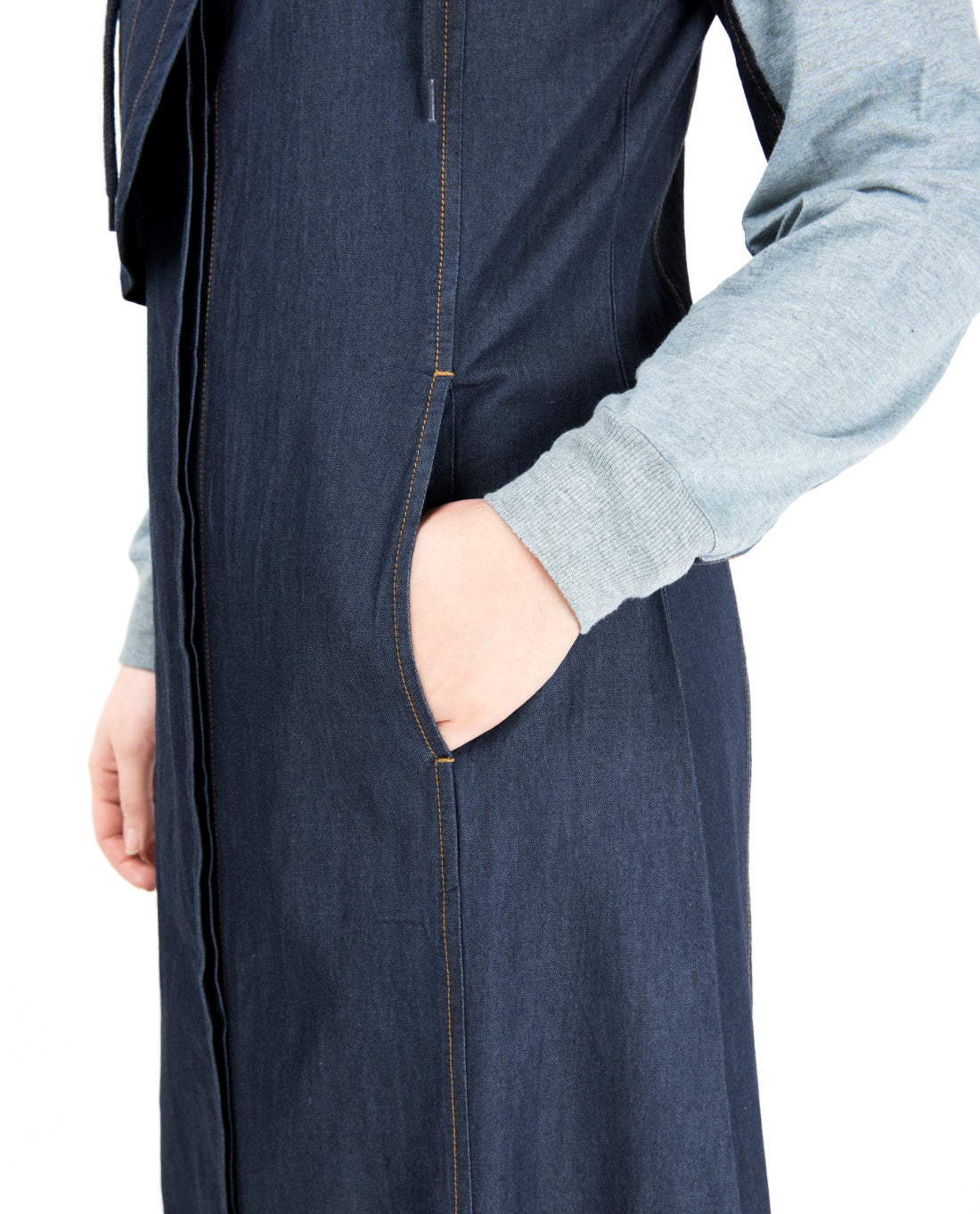 Detachable Hoodie Deep Denim Abaya