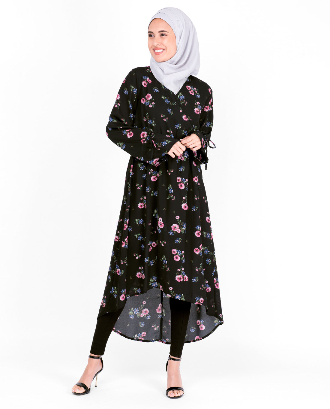 Haider Moss Black Floral High Low