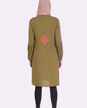 Green With Back Embroidery Shirt Dress