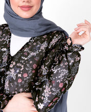 V Neck Black Floral Sheer Outerwear