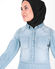 Sun Faded Bleach Blue Denim Abaya