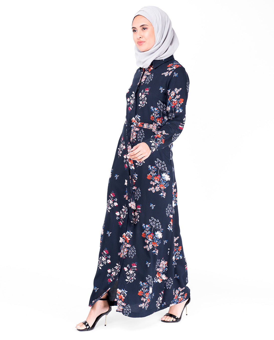 Floral Self Tie Belt Abaya