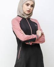 Charcoal Grey & Pink Zipper Jilbab