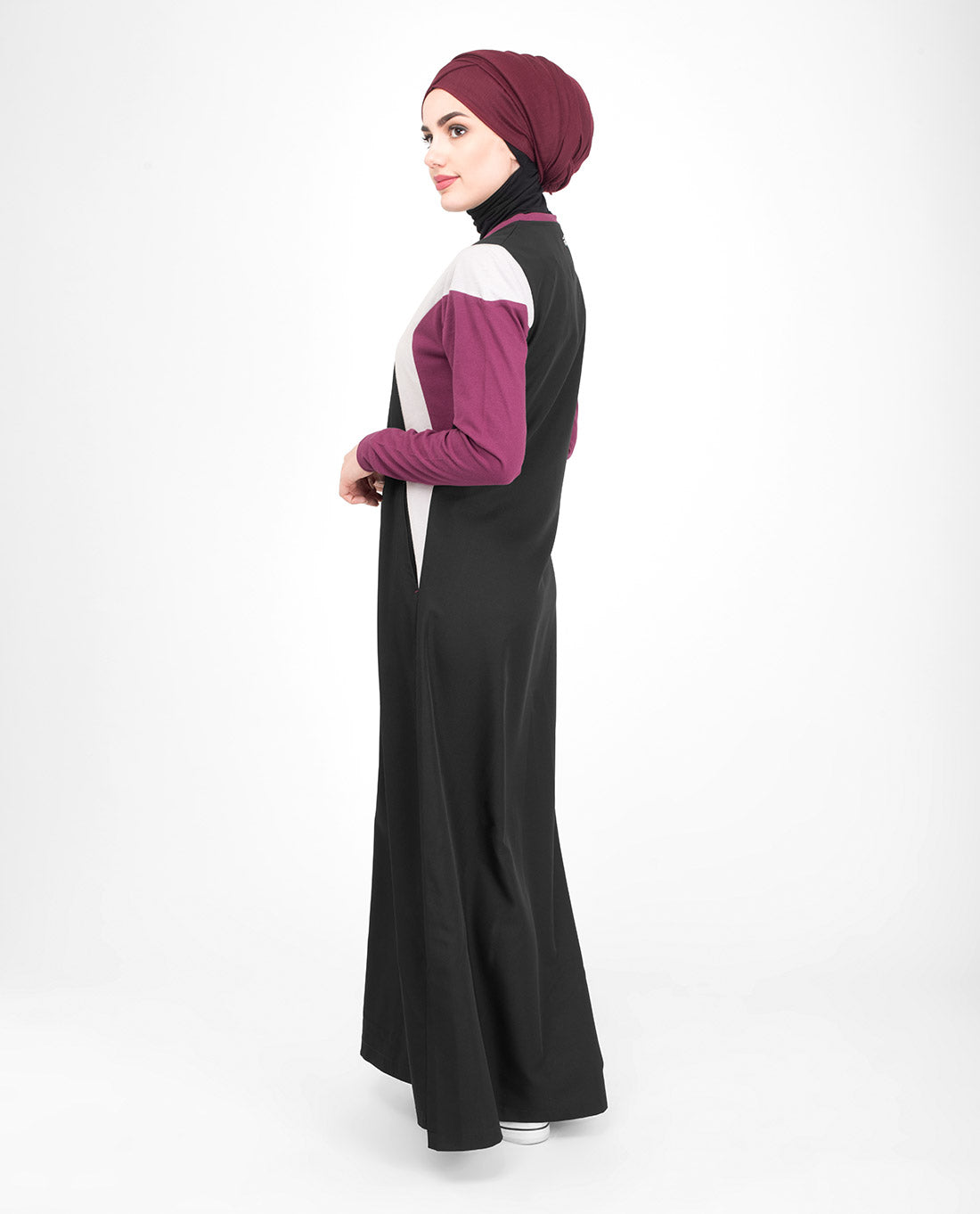 Colour Blocking Jilbab With Curves