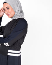 Blue and Black Concealed Open Jilbab