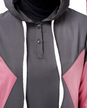 Grey & Pink Classic Route Hooded Abaya