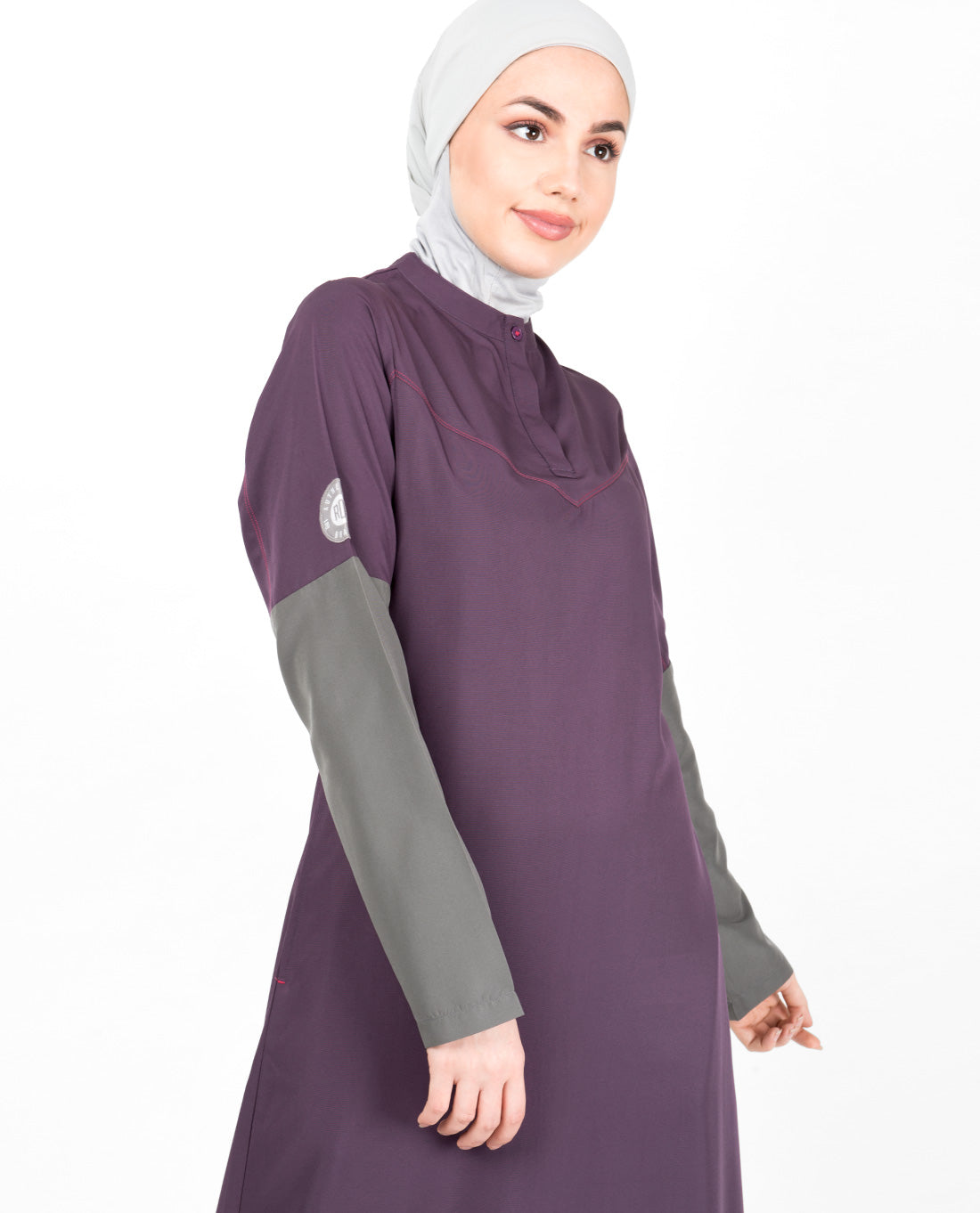 Purple Contrast Sleeve Jilbab