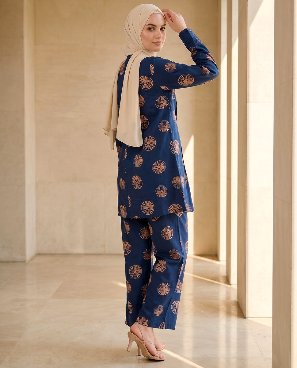 Navy Blush Rayon Co-ord Set