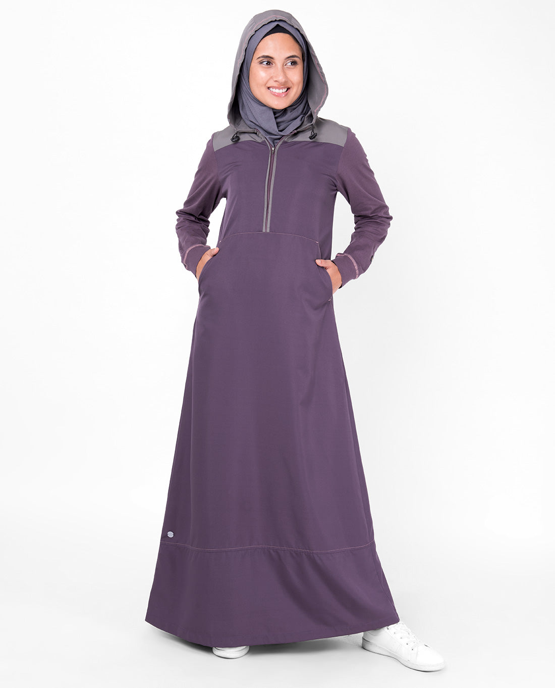 Purple Hooded Kangaroo Pocket Jilbab