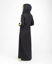 Black & Lime Hooded Jilbab- 1WJBSRRZ0321