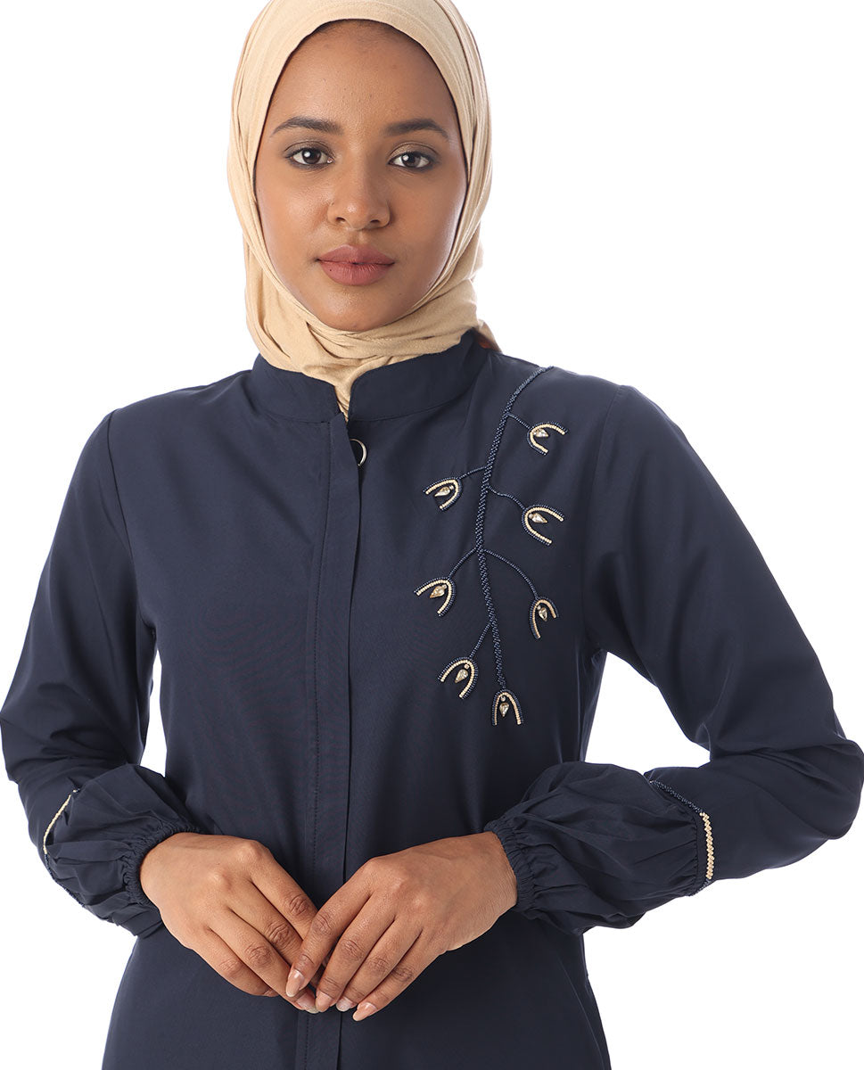 Navy Peony Exquisite Embellishment Jilbab