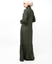 Olive Pleated Tier Abaya