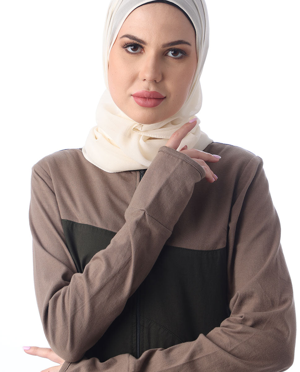 Fresh Olive Full Front Opening Jilbab