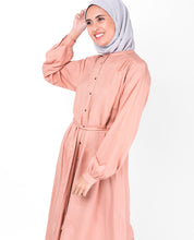 Balloon Sleeve Muted Clay Shirt Dress