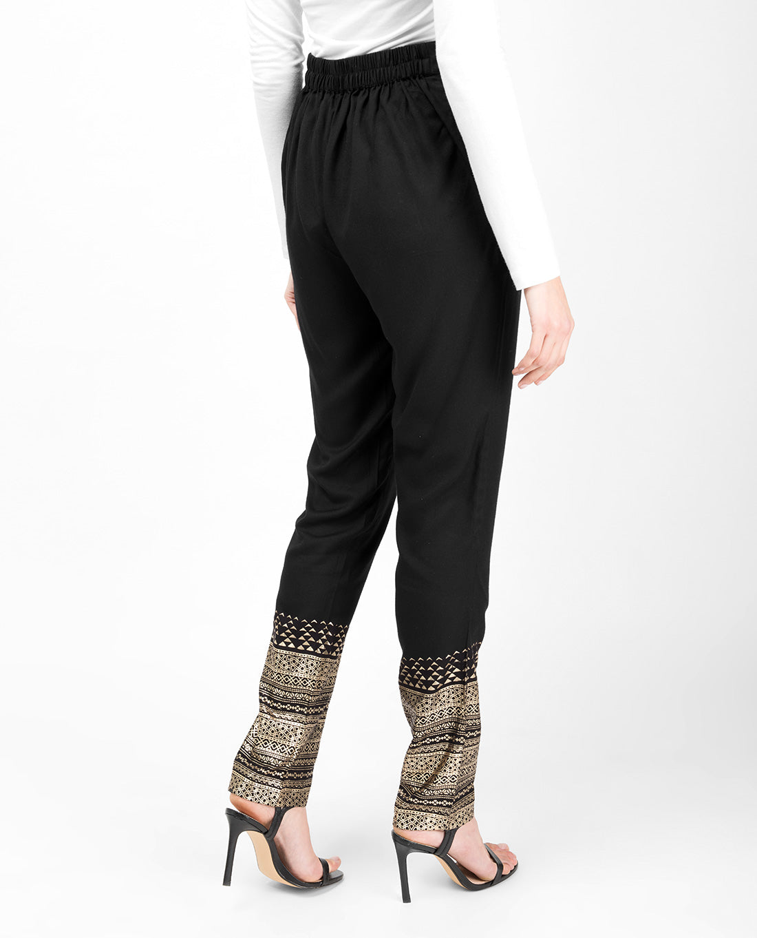 Gold Print Black Trouser