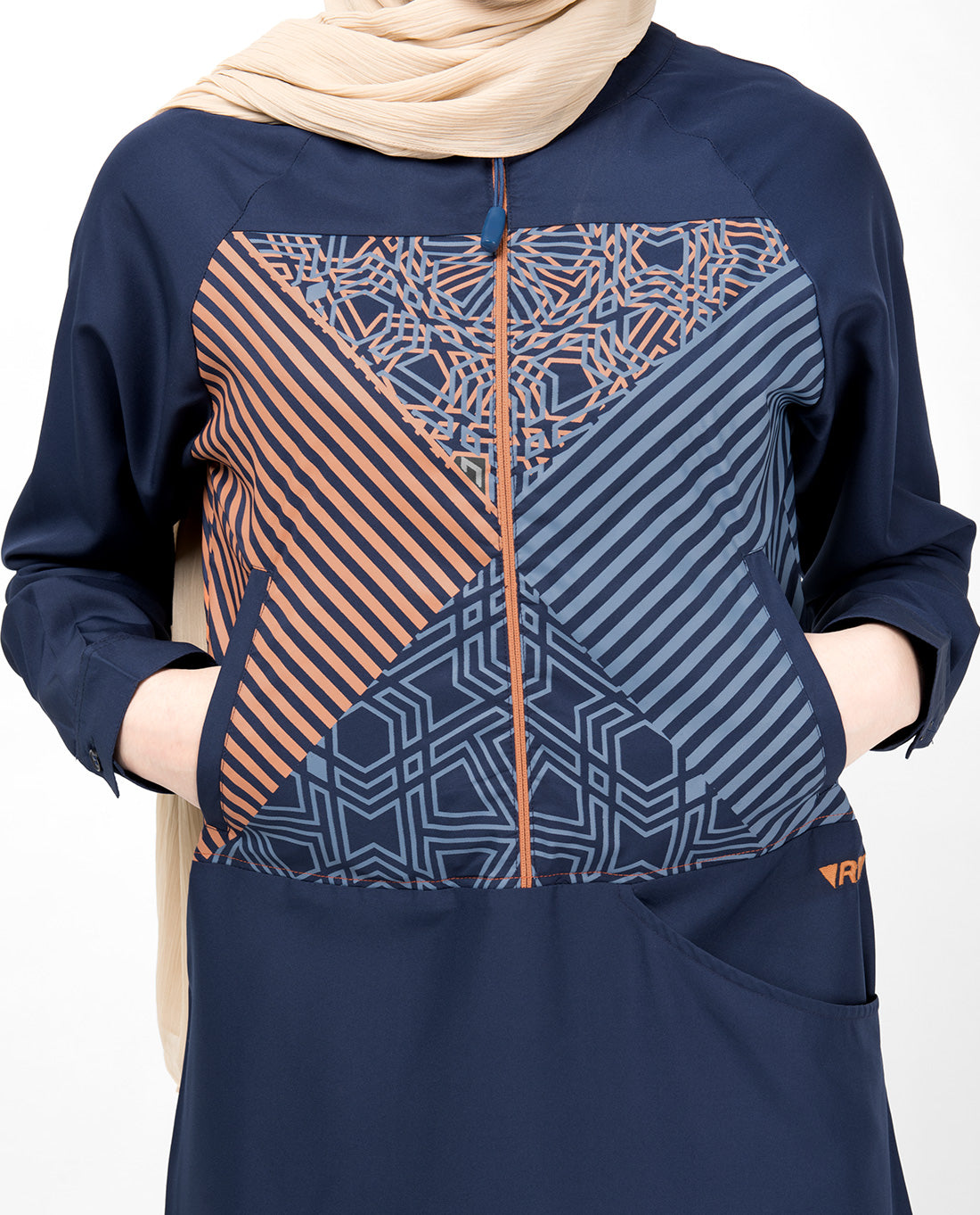 Insignia Blue Geometric Print Jilbab