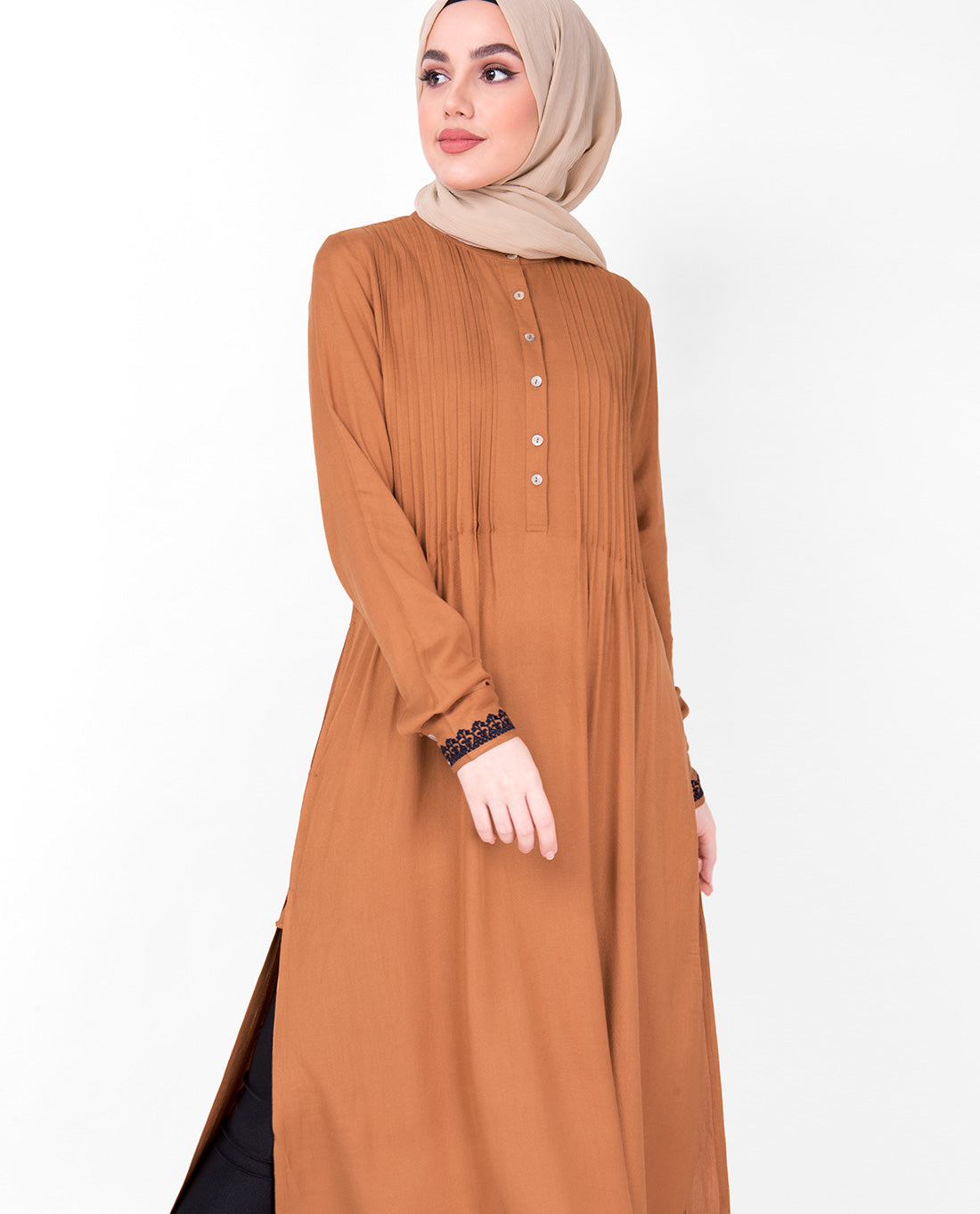 Sudan Brown Pin Tuck Midi