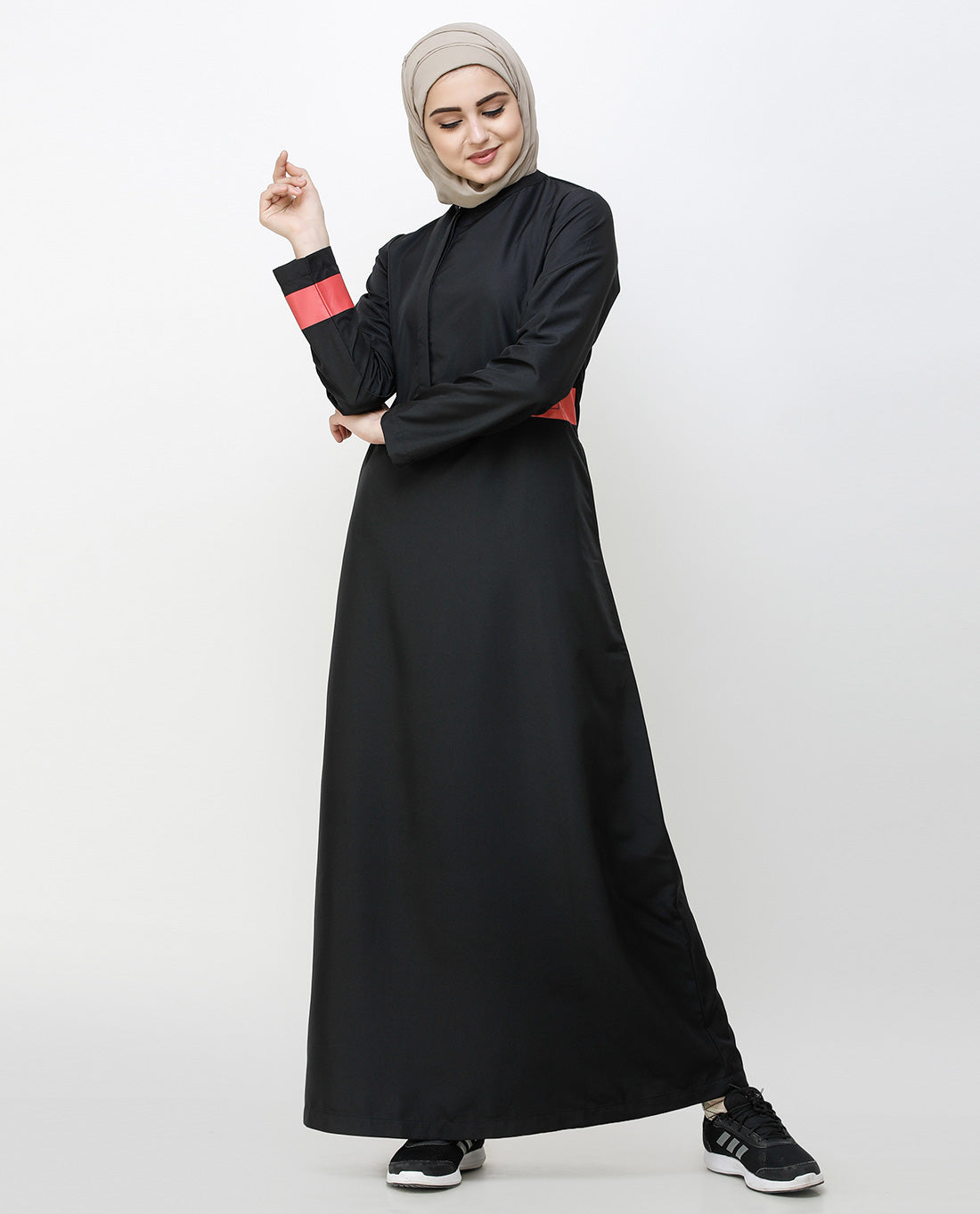 Off Center Black Placket Jilbab