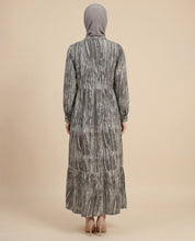 Green Brushstroke Poly Chiffon Maxi Dress