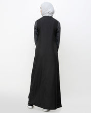 Contrast Sleeve Black Printed Jilbab