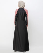 Charcoal Grey & Pink Zipper Jilbab