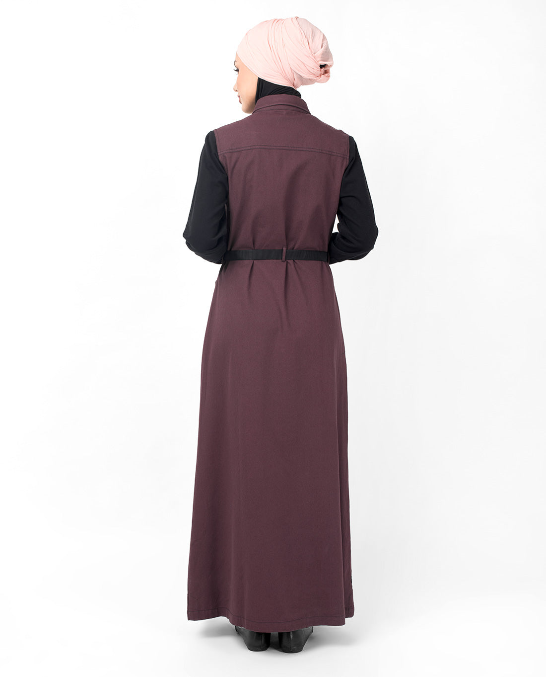 Plum Contrast Sleeve Winter Jilbab