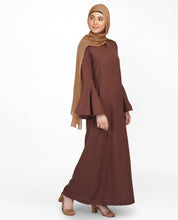 Bell Sleeve Cognac Brown Lace Abaya