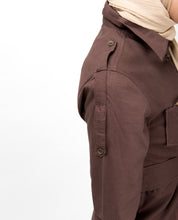 Full Front Open Shirt Collar Mustang Brown Abaya