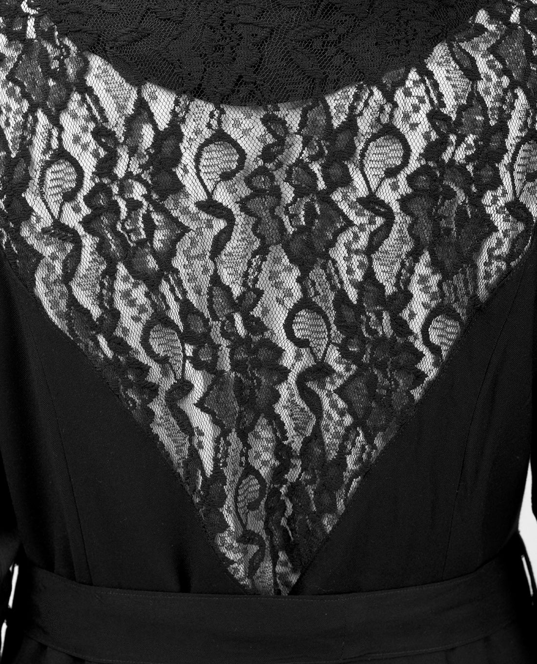 Elegant Full Front Open Black Lace Kimono