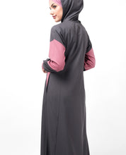 Grey & Pink Classic Route Hooded Abaya