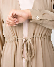 Beige Waist Tie Up Outerwear