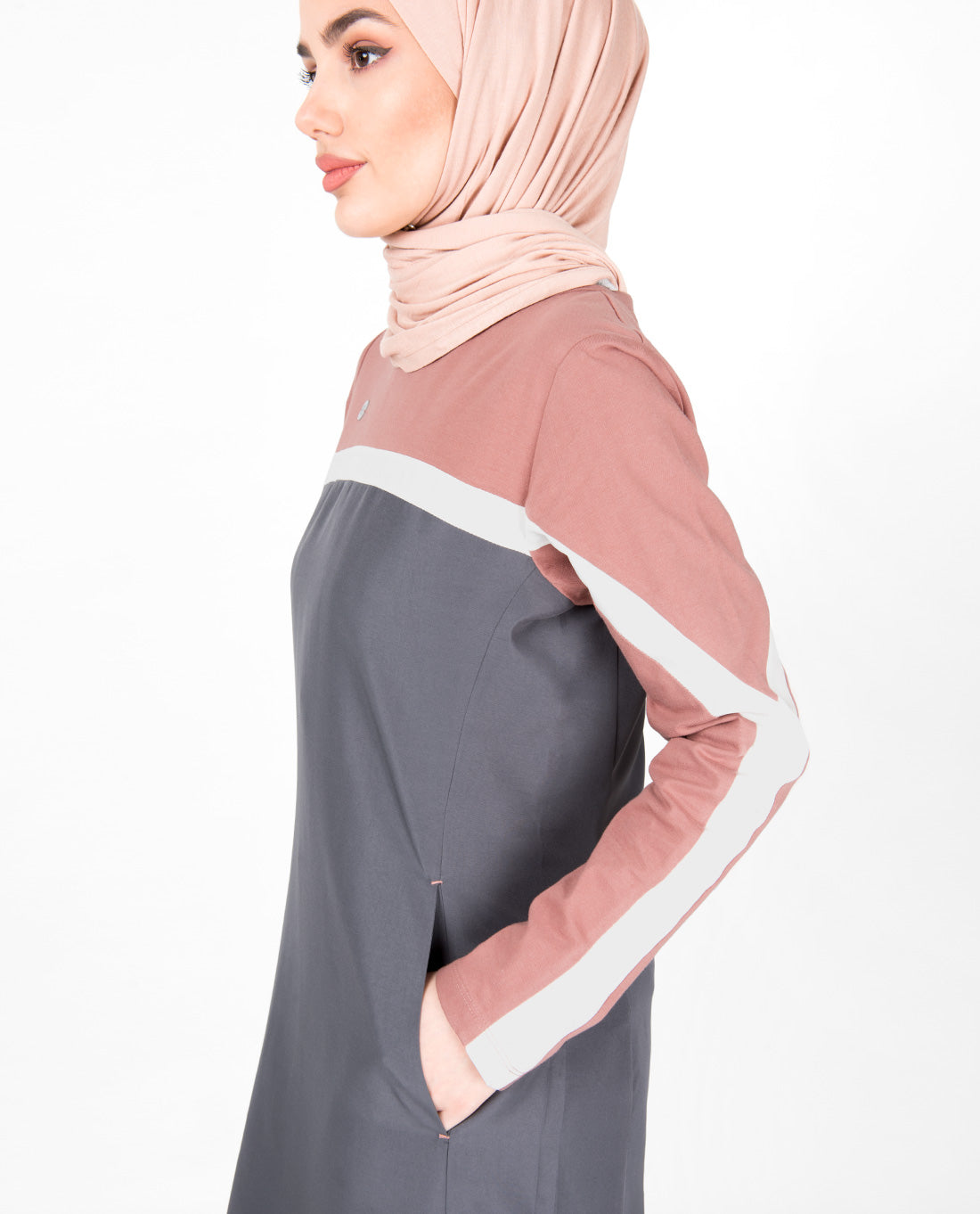 Rabbit Grey Side Print Jilbab