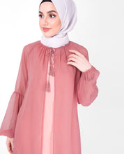 Pink Gathered Neck Sheer Outerwear