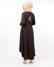 Raisin Brown Hi-Low Embroidery Midi