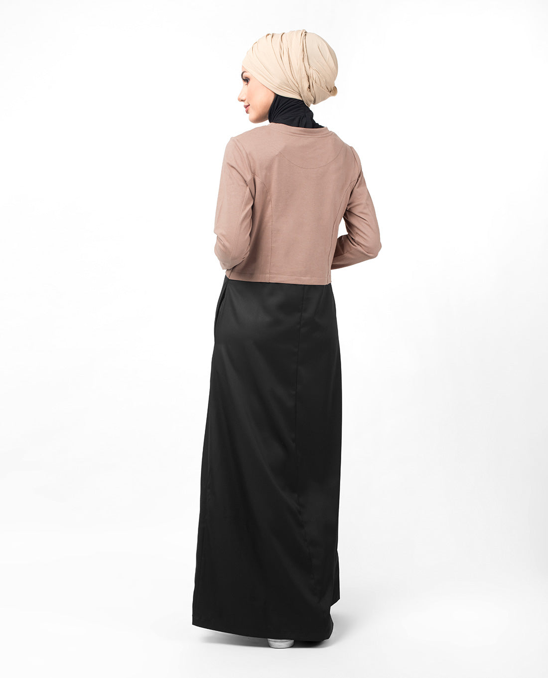 Black & Brown Contrast Stripe Jilbab