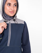 Deep Blue Hooded Kangaroo Pocket Jilbab