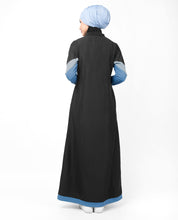 Black & Allure Blue Zipper Jilbab