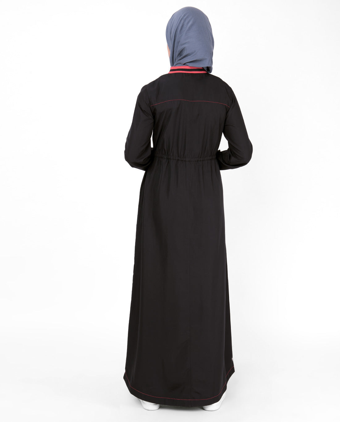 Baseball Collar Drawstring Black Jilbab