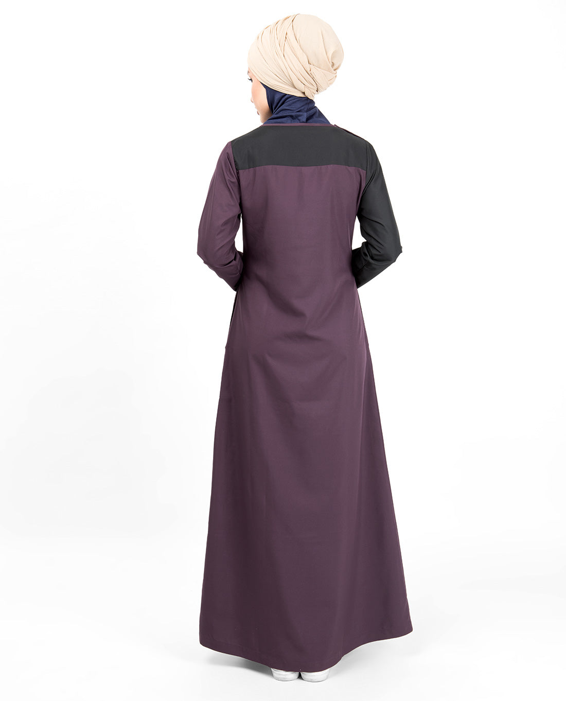 Plum & Black Button Neck Jilbab