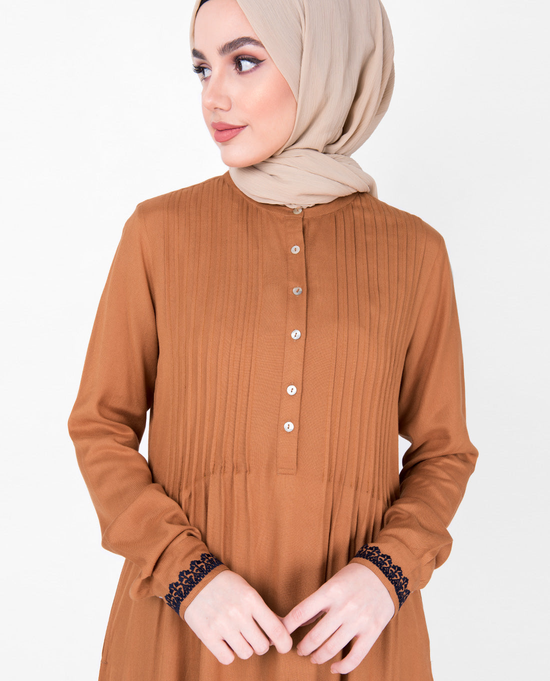 Sudan Brown Pin Tuck Midi