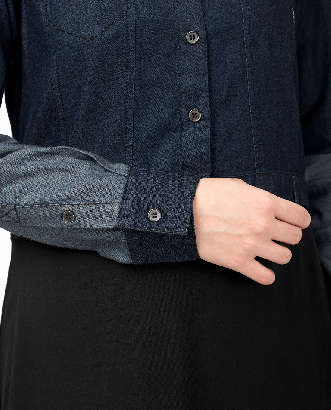 Mid Waist Skirt Denim Shirt Abaya