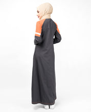 Grey & Orange Raised Neck Jilbab