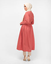 Dusty Rose Gathered Shirt Dress